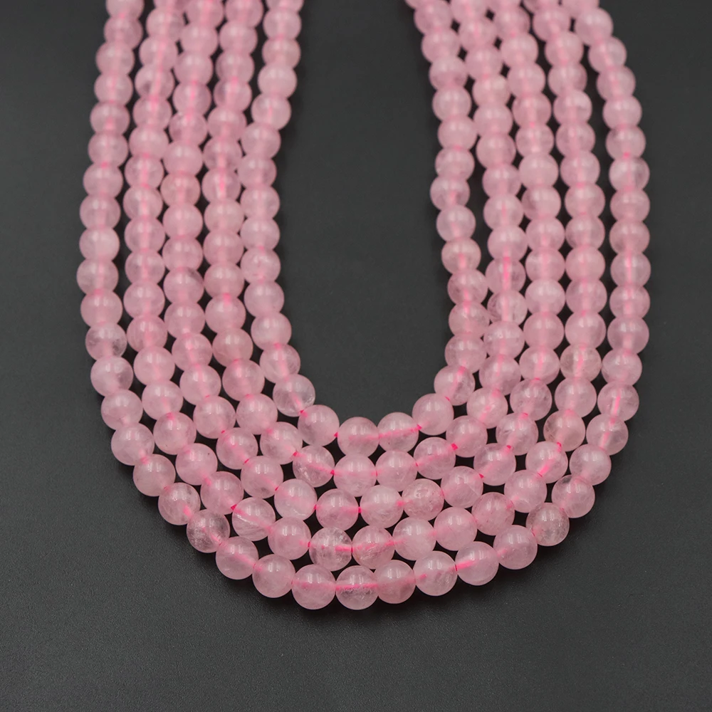 2mm 3mm 4mm 6mm 8mm10mm12mm Natural Pink Rose Quartz Crystal Clear Smooth Round Stone Loose Beads For Jewelry Making DIY Strand