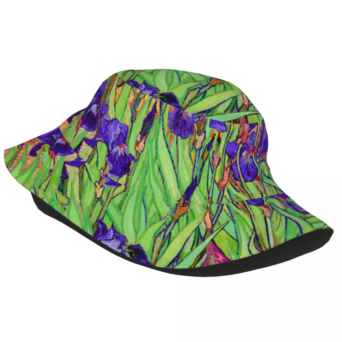 Vincent Van Gogh Purple Irises Unisex Bucket Hat Personalized Summer Travel Beach Art Painting Flowers Hats