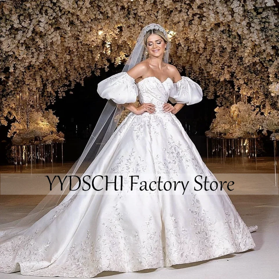 

Customized Luxury Wedding Dress 2024 Bride Dresses Vestidos De Novia Muslim Applique Classic Ball Gown Sweetheart Women Dresses