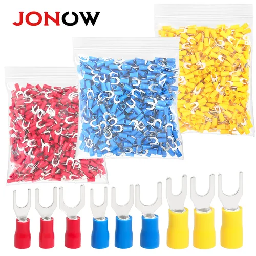 Imagen 1 del producto Terminales de crimpado de horquilla de 500 Uds., terminales de pala de aislamiento, Cables de tornillo eléctrico de conexión rápida, conectores de Cable de enchufe de zapata M4/M5/M6