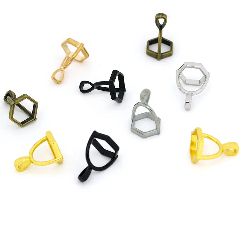 

20Pcs/Lot Natural Stone Crystal Pillar Pendant Caps/Clasp for Holding Stone Jewelry Pendant Necklace Connectors DIY Accessories