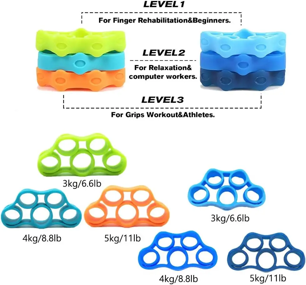 6 szt. Wzmacniacz do ściskania dłoni, przyrząd do ćwiczeń palców, trener siły chwytu, nowy materiał, trening chwytu nadgarstka, nosze palców