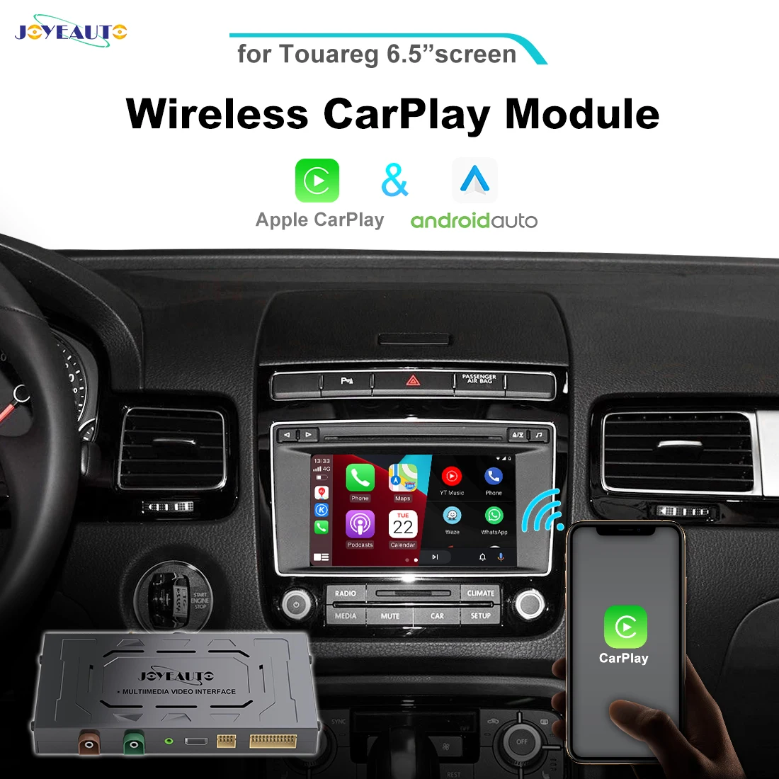 

JoyeAuto CarPlay Interface for Volkswagen Touareg 6.5“RCD550 2010-2017 Wireless Apple CarPlay Android Auto Mirror-Link Retrofit