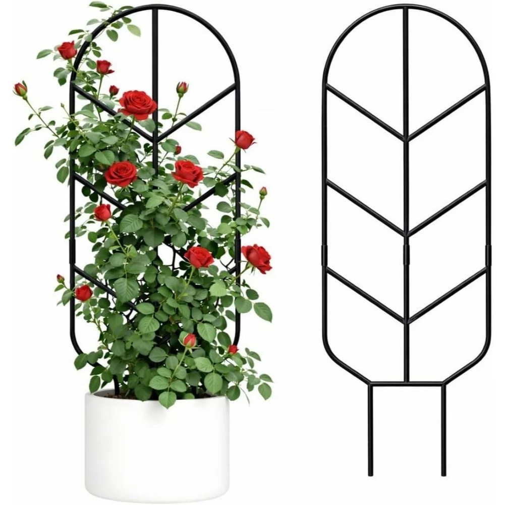Decorative Iron Trellis for Climbing Plants For Roses Vines Flowers Outdoor Garden Accent Butterfly Shape Black 2pcs 4pcs