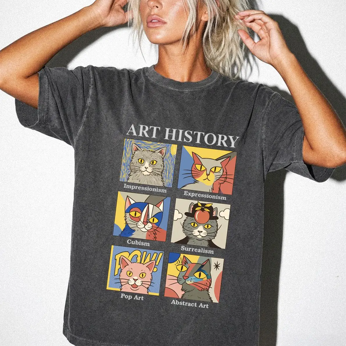 Art History T-Shirt, Funny Cat Art Styles Tee, Impressionism Cubism Surrealism