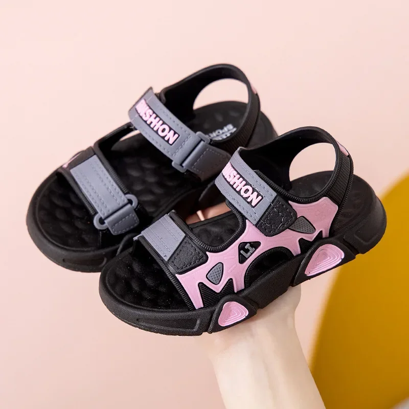 Sandales d\'été pour enfants, chaussures de plage décontractées à semelle souple, sandales de sport non ald pour garçons, chaussures plates pour