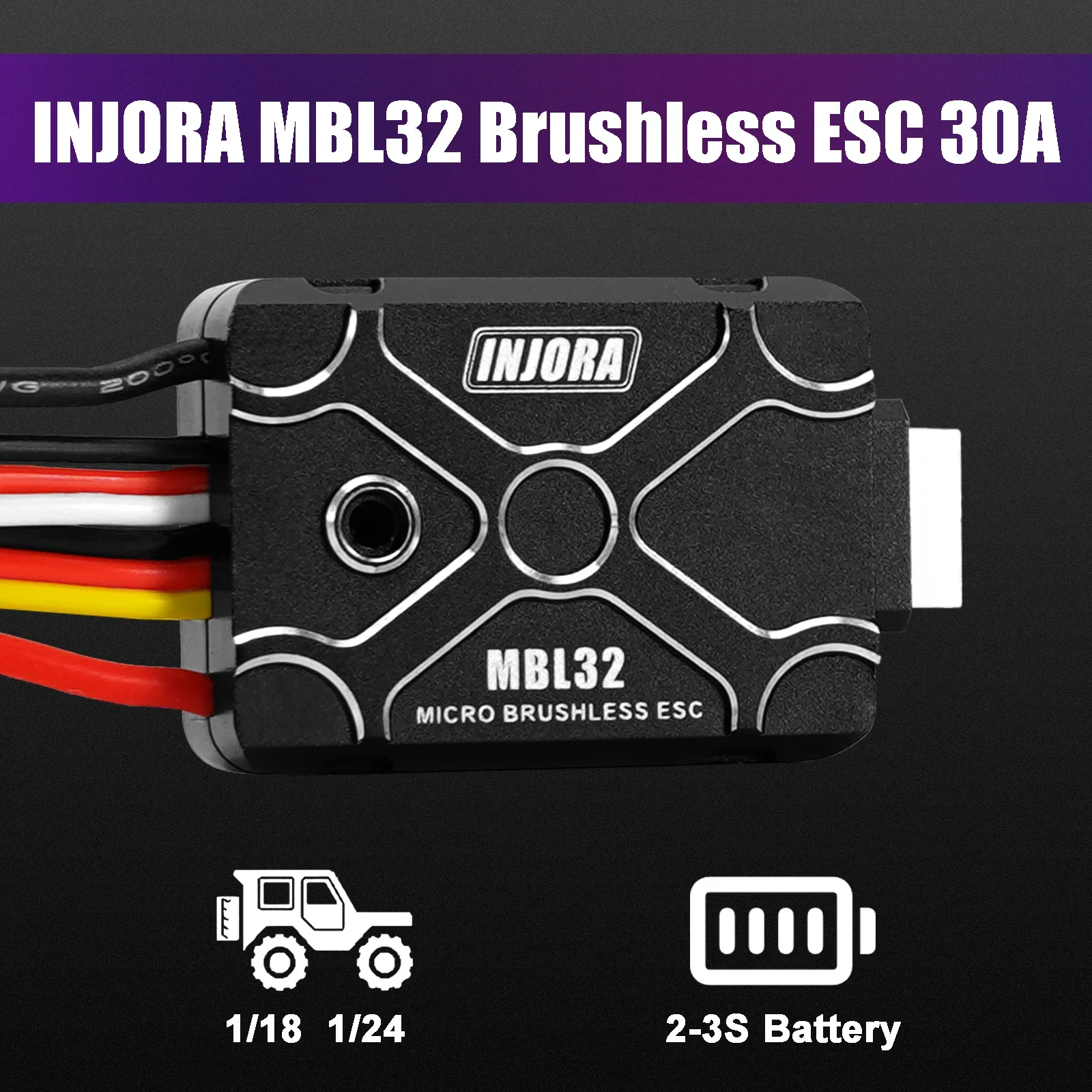 INJORA Brushless Micro MBL32 ESC for 1/18 1/24 RC Crawler TRX4M Ascent18 SCX24