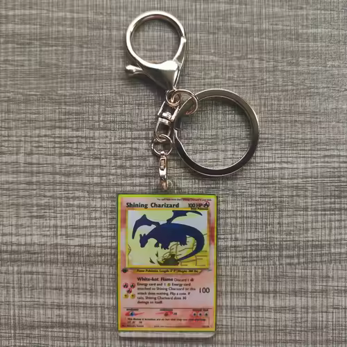 Pokemon Anime Small Card Key Chain Charizard Keychains Blastoise Venusaur Mewtwo Diy Acrylic Action Toy Figures Game Collection - Image 19