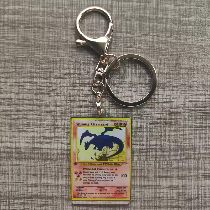 Pokemon Anime Small Card Key Chain Charizard Keychains Blastoise Venusaur Mewtwo Diy Acrylic Action Toy Figures Game Collection - Image 19