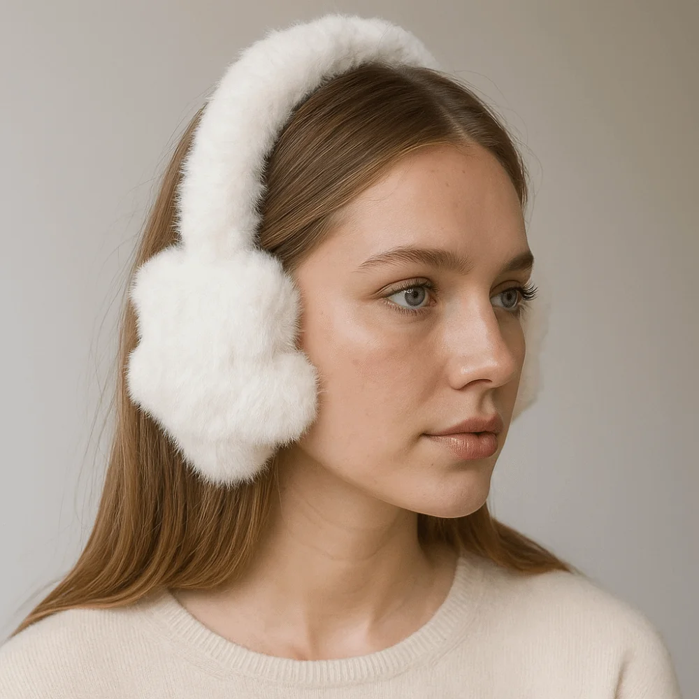 Damen-Accessoires, weiße, flauschige Ohrenschützer, Winter-Gehörschutz, kältebeständige Ohrenschützer, Stern/Herz/Katze-Design, warmer Kopfhörer für den Winter