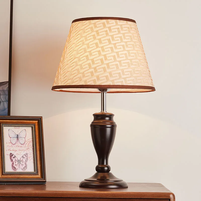 

Table lamp Bedroom bedside household retro warm wooden bedside table table lamp