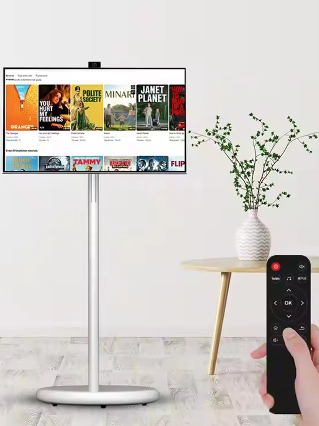 JEESTON 스마트 태블릿 27 인치 휴대용 스마트 TV Android13 IPS 터치 스크린 높이 조절 가능 100WH 배터리 작업 시간 6-8 시간