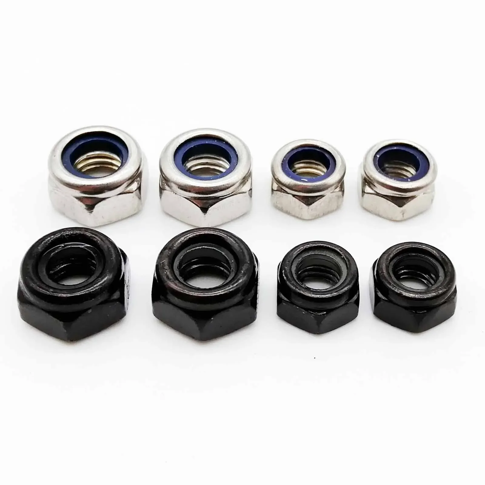 

304 Stainless Steel /Black Hex Nylon Insert Lock Nut Self-locking Locknut M2 M2.5 M3 M3.5 M4 M5 M6 M8 M10 M12 M14 M16