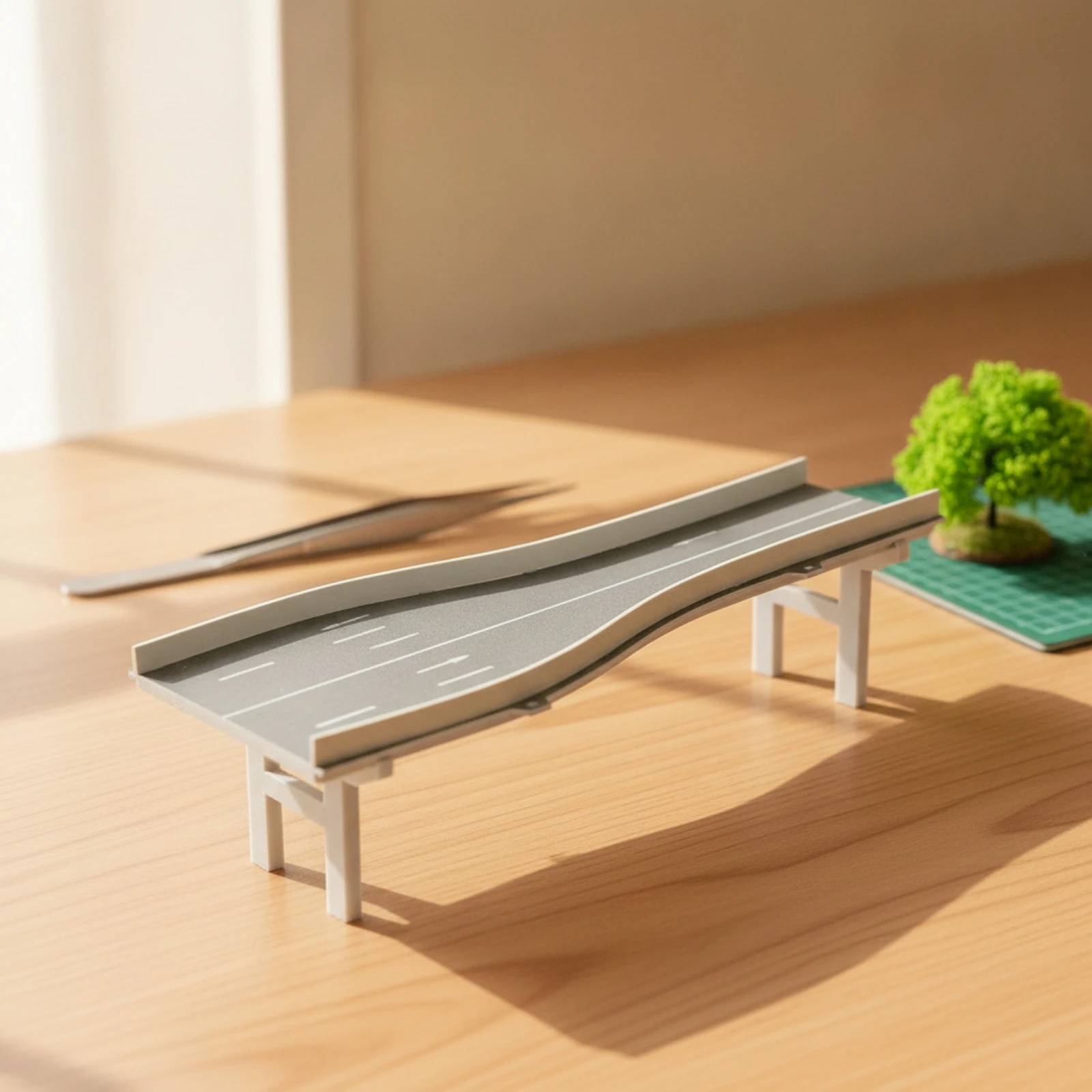 Model Highway Overpass Elevated Scale Model Bridge Modular for Hobbyists, Dioramas, Scenic Displays