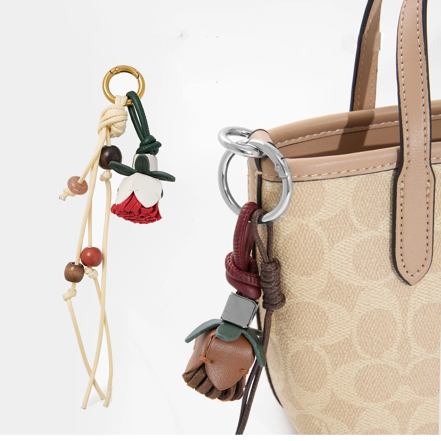 

Flower Leather Bag Charm Ornaments Leather Flower Advanced Decorative Hanging Bag Accessories