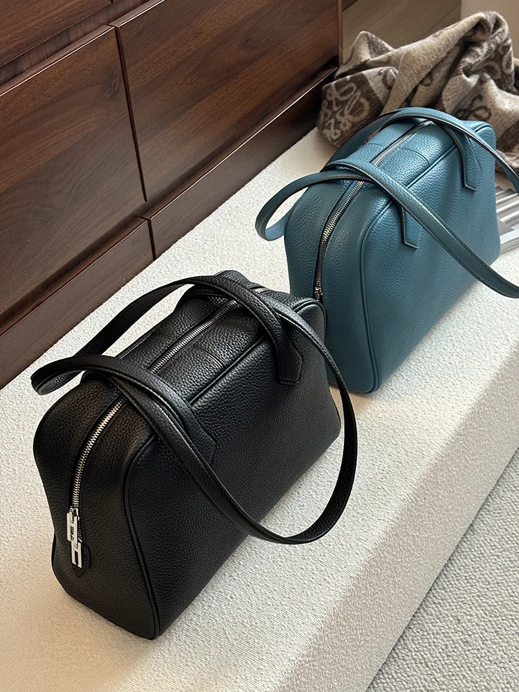 

Victoria Boston Bag Long Handle Underarm Bag TC Top Layer Soft Cowhide High Quali Texture Single oulder Handbag