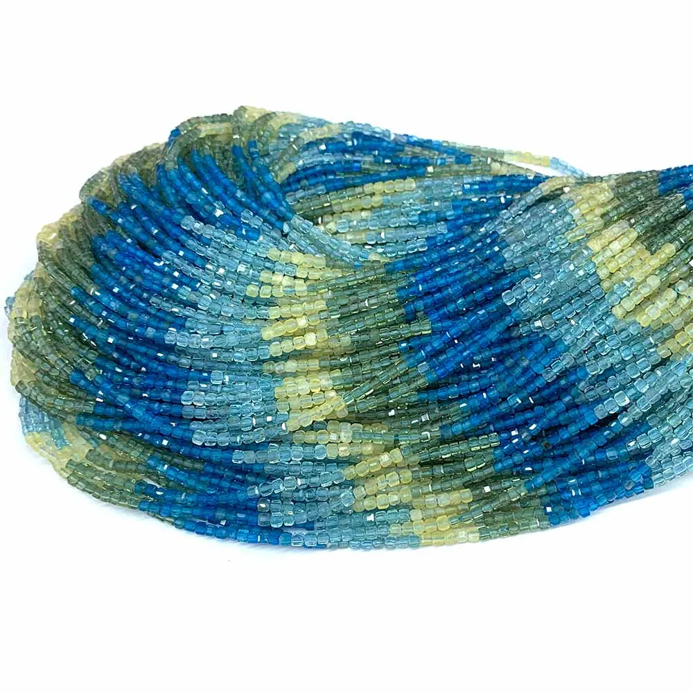 Cuentas Apatita Amarillo Verde Azul Facetado