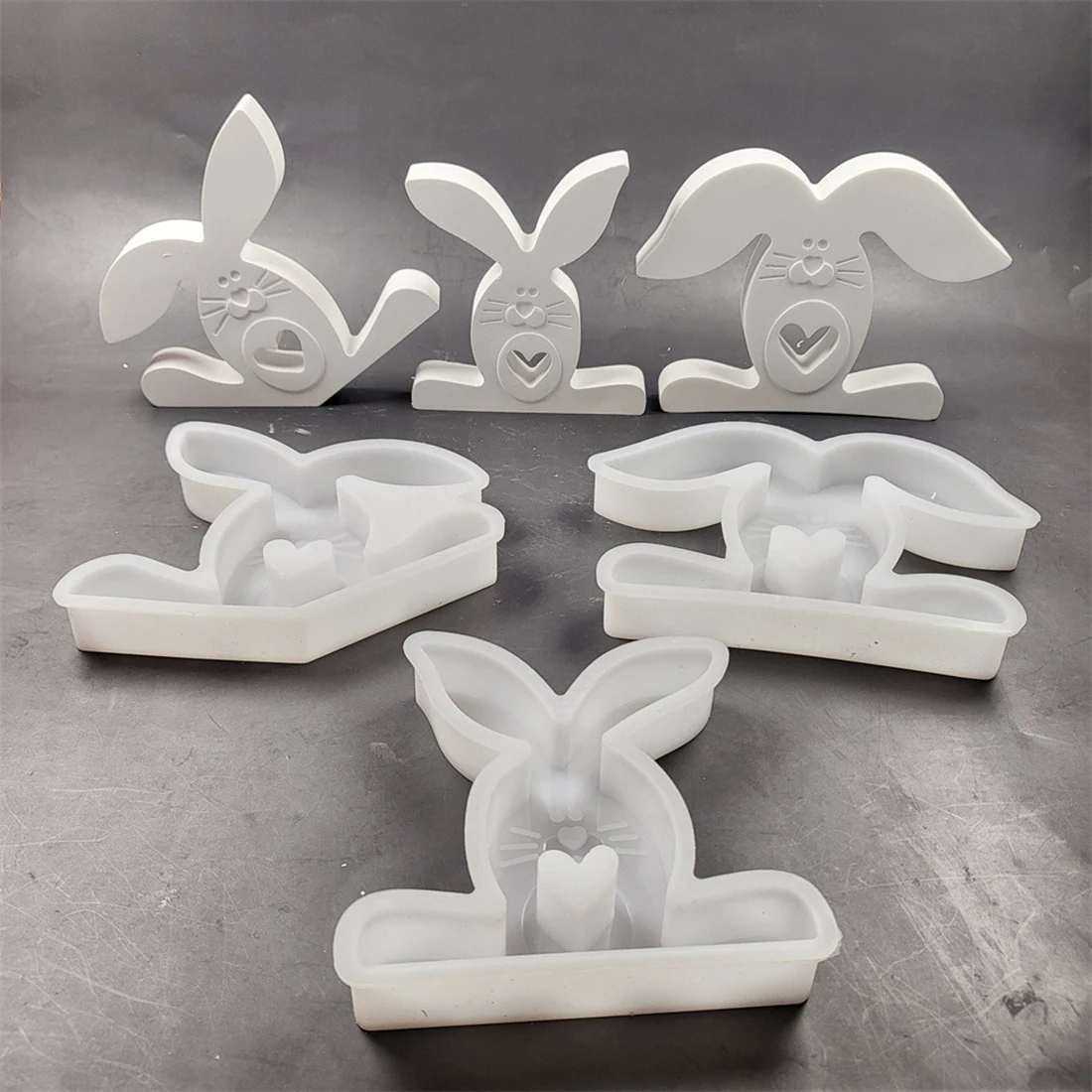 New Easter Cute Rabbit Gypsum Plaster Silicone Moulds 3D Easter Bnuuy Casting Mould Aromatherapy Candle Resin Molds Home Decor