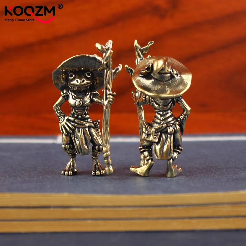 1 قطعة معدن خمر النحاس الضفدع معالج تمثال سطح المكتب زخرفة لطيف التماثيل المنمنمات المنزل والمكتب الديكور سيارة الحلي