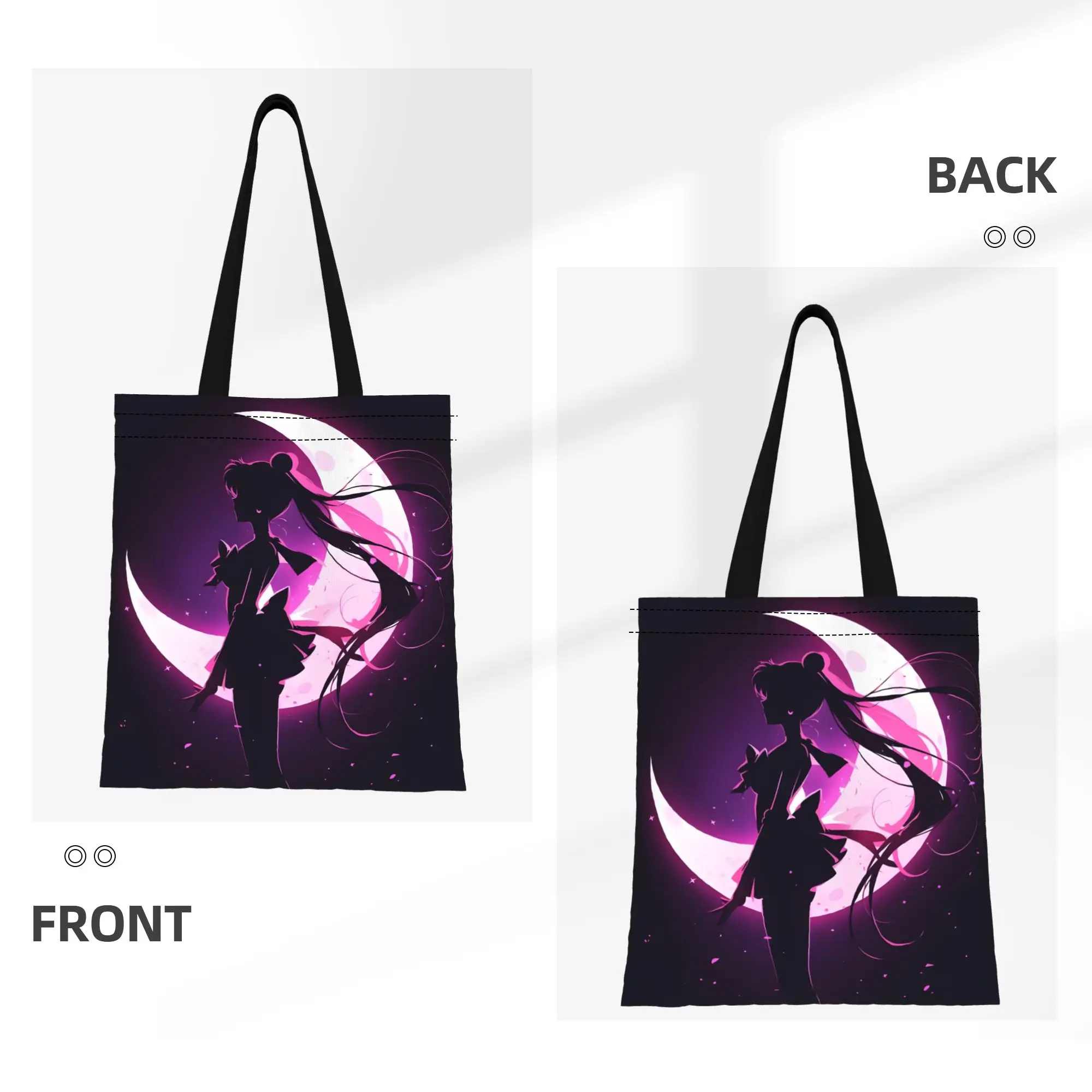1PC Crescent Moon Usagi Canvas Tote Bag Sailor Moon Canvas Tote Bag Perfect for Shopping Grocery Travel & Outdoor - view 2