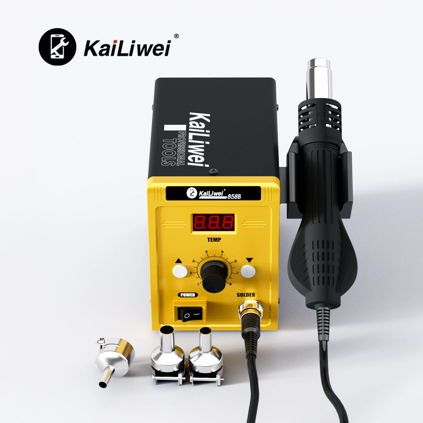 Kailiwei Hot Welding Repair Mobile Phone Special Electronic Tool Adjustable Temperature Digital Dsplay Heat Gun 858B