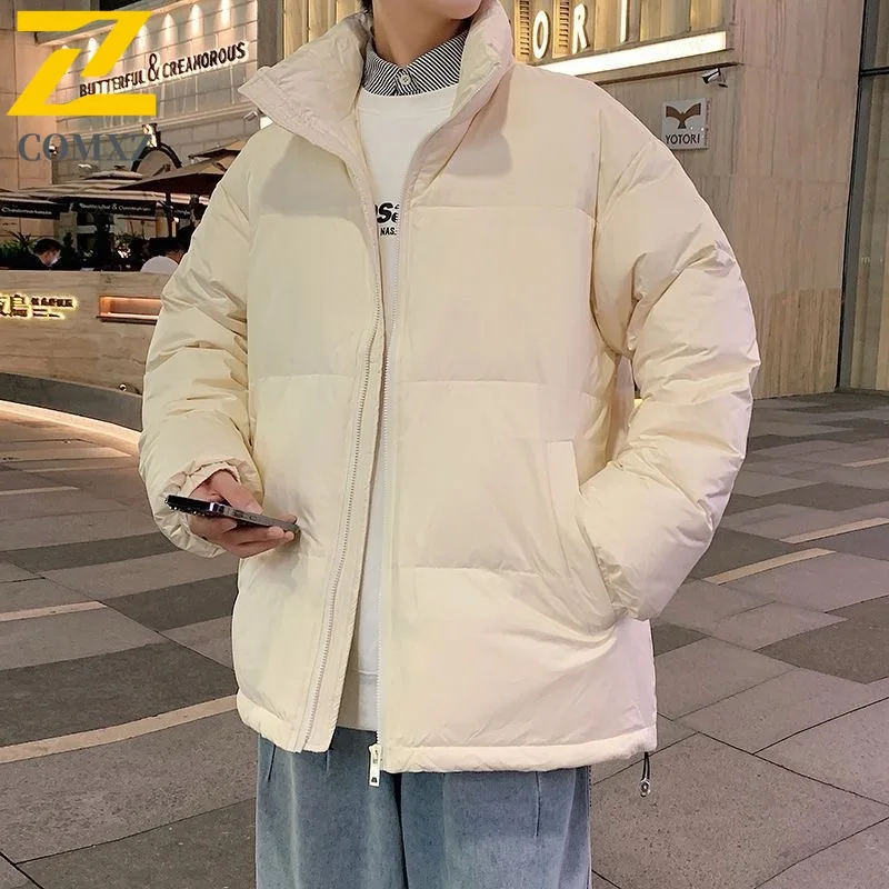 COMXZ Men Bread Jacket 2025 Short New Minimalist Ski Camping Warm Windproof Daily Padding Coat Versatile Urban Winter Jackets