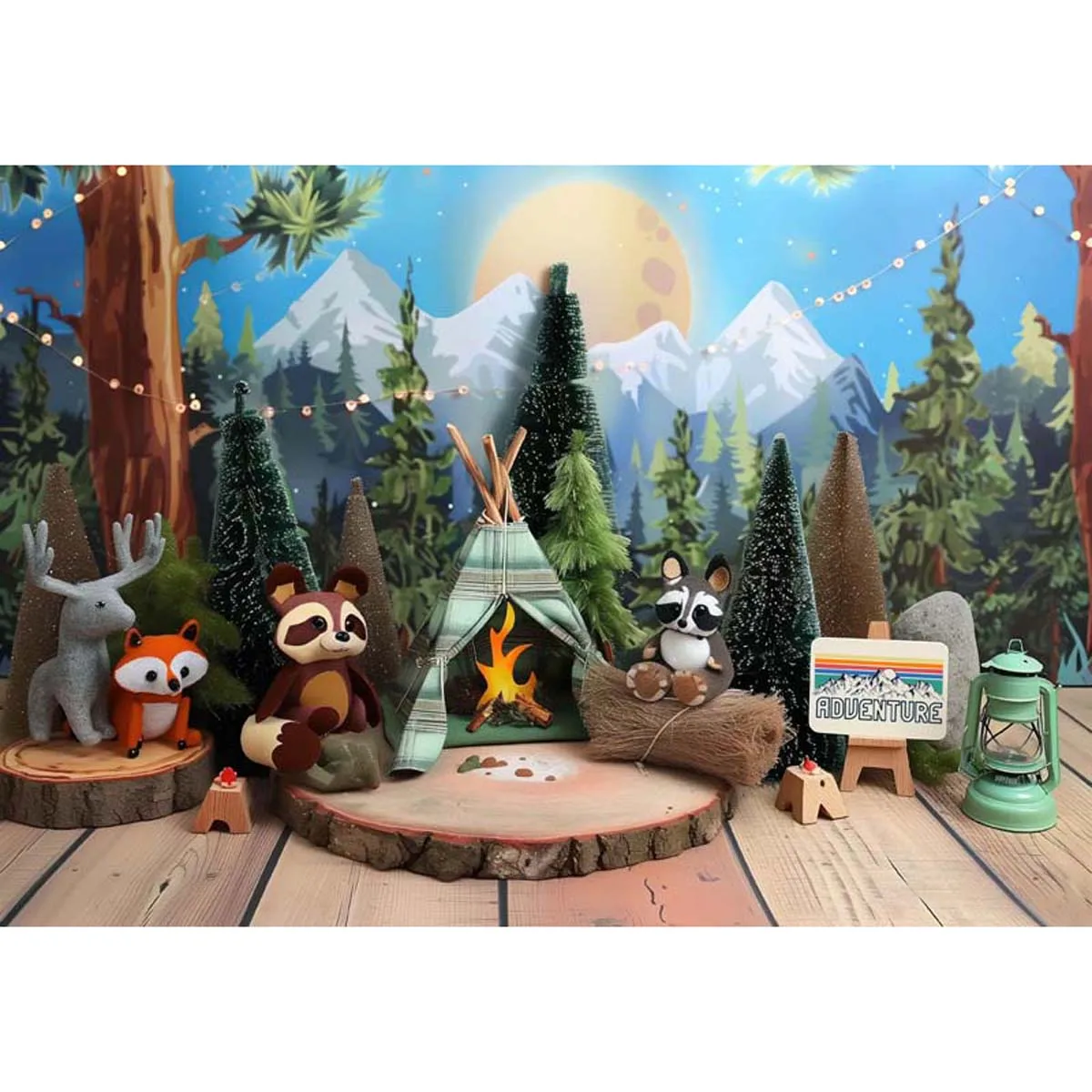 

Allenjoy Forest Camping Cake Smash Backdrop