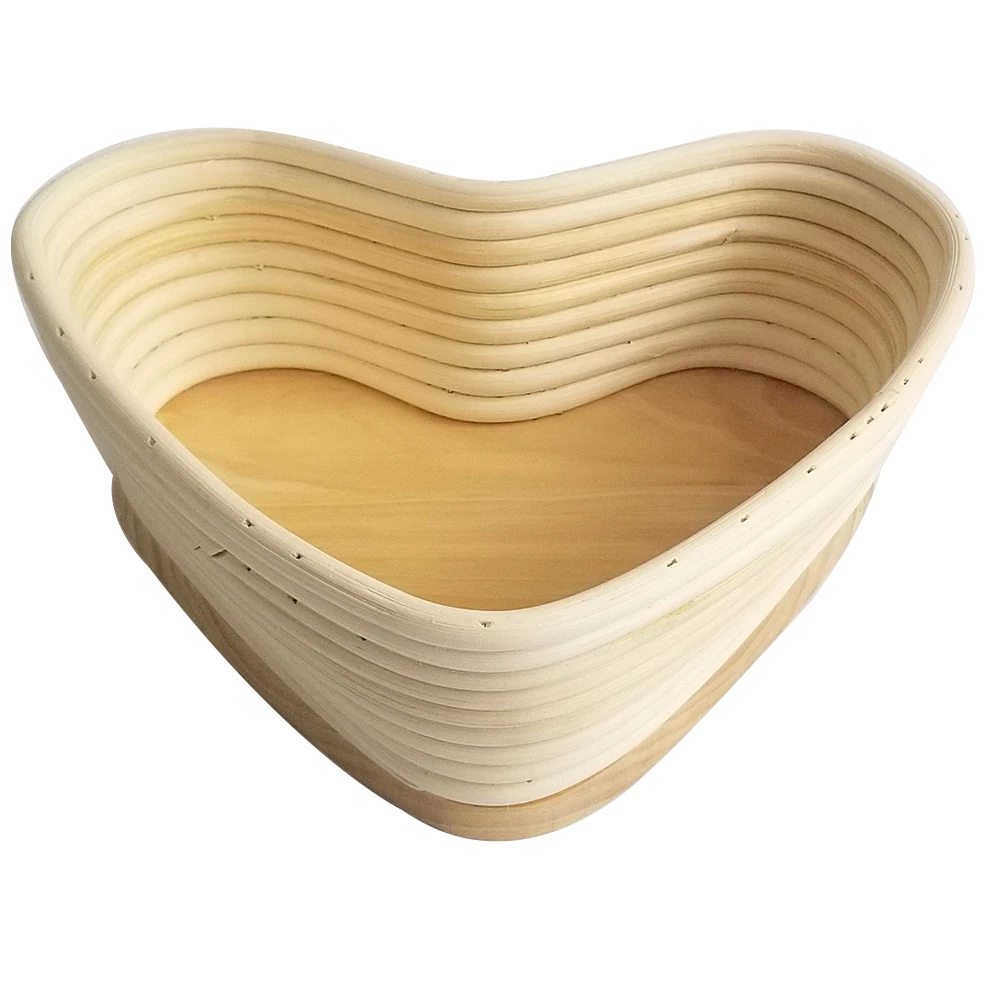 

21.5X19Cm Heart Shape Natural Vine Proofing Basket For Bread Tool Unbleached Dough Rising Container Cover Khaki Fermentation