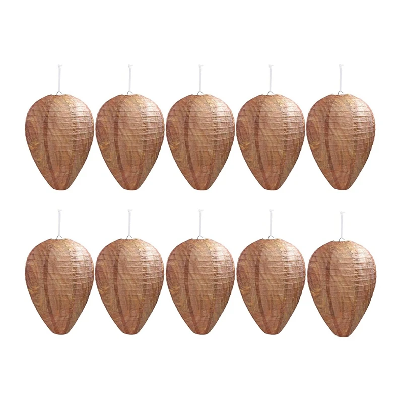 10 Pack Paper Wasp Nest Decoy Hanging Wasp Deterrent Nest Repellent For Wasps Hornets Yellow Jackets