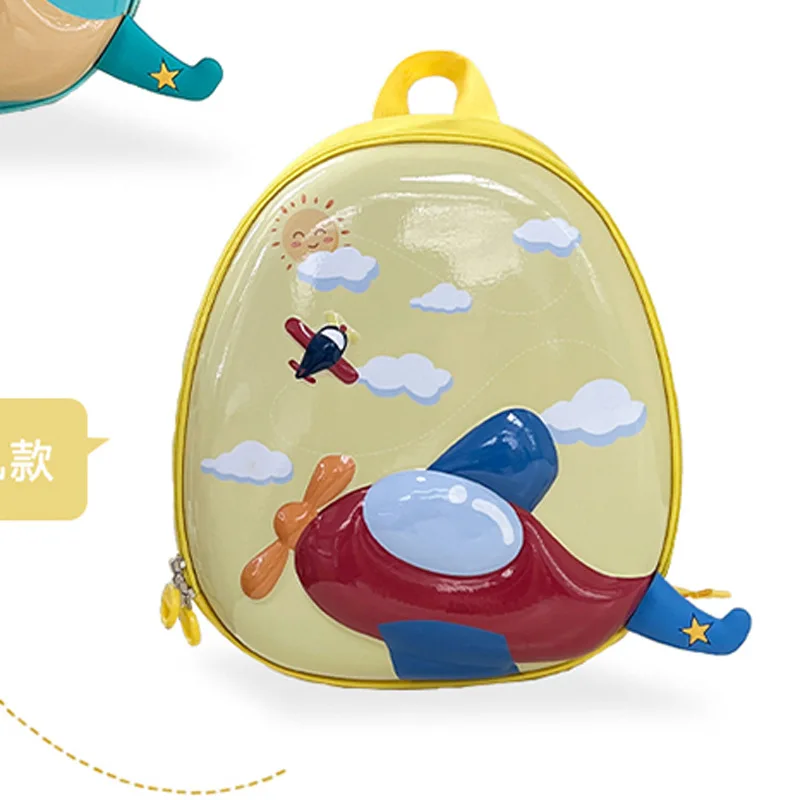 

Cute Cartoon Airplane & Eggshell Design Backpack for Boys Toddler Comfortable Straps Back to School Bag
