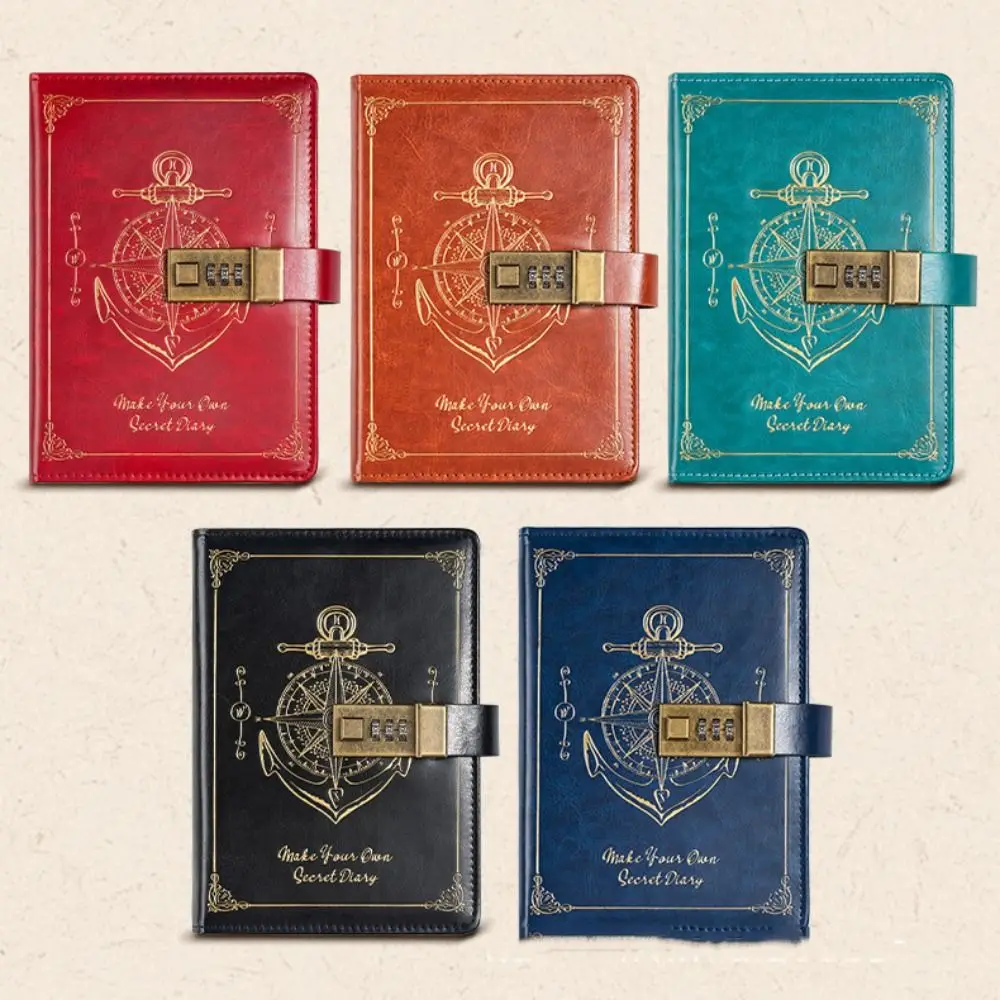 Stationery Password Notebook Protecting Secrets Diary Book A5 Notebook with Lock Smooth Retro Travelers Journal