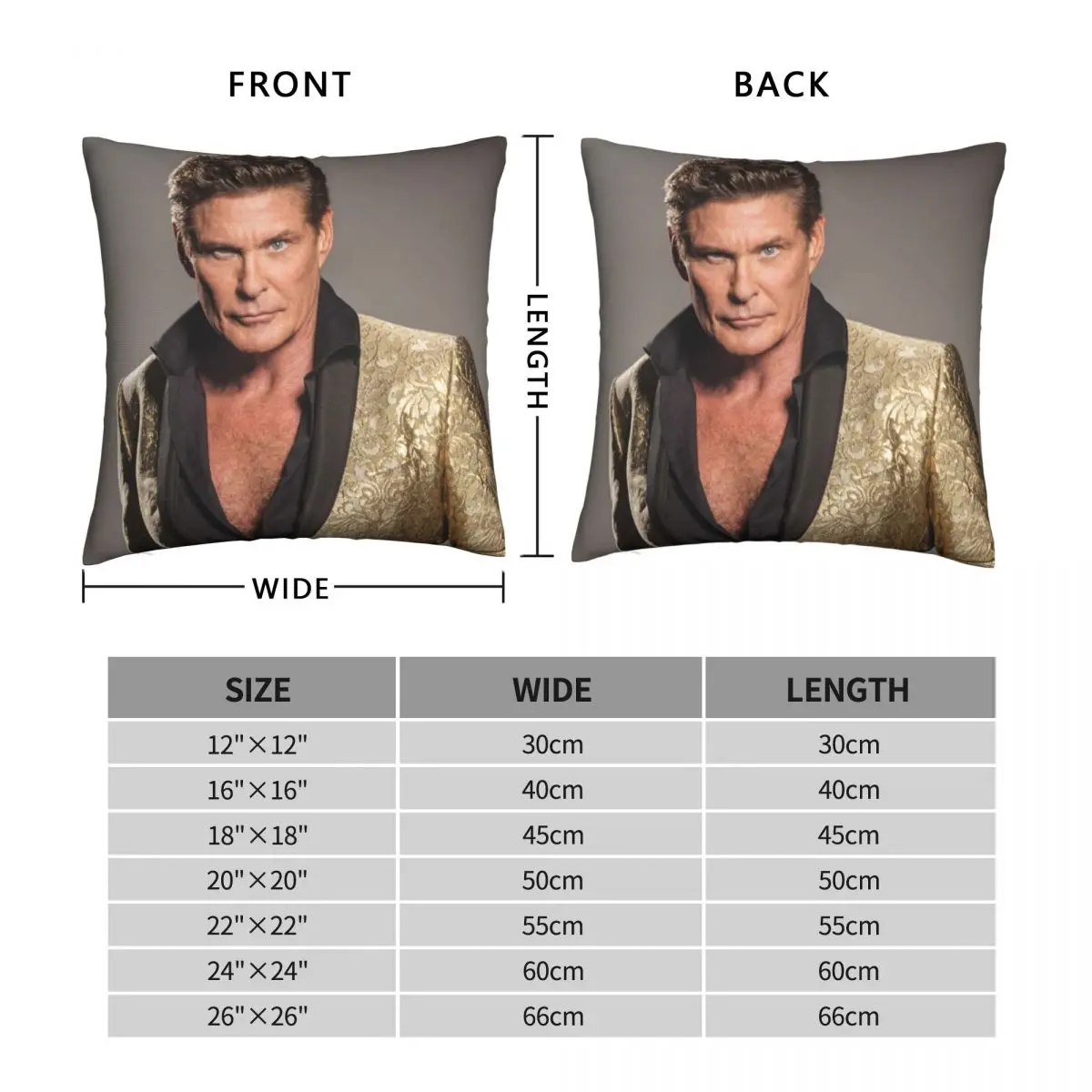 David Hasselhoff Pillowcase Polyester Linen Velvet Printed Zip Decorative Pillow Case Home Cushion Cover