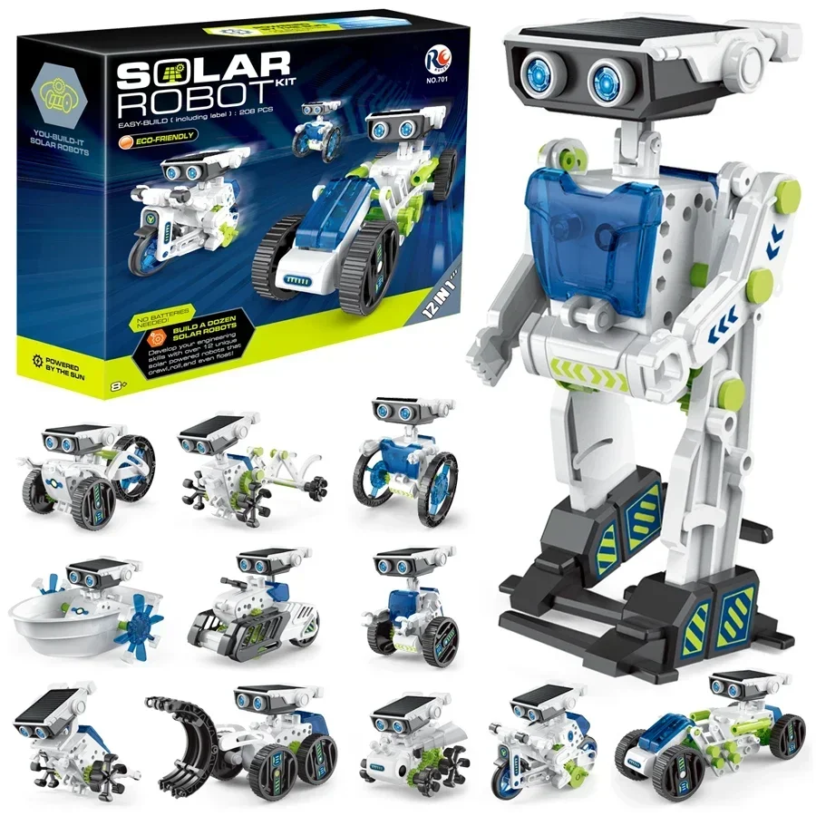 12 In 1 Science Solar Robot Kids Diy Building Powered Learning Tool Stem Education Games Technological Toys Children Gift