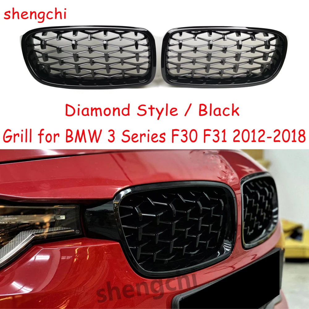 F30 F31 Diamond Style Chrome Front Grill for BMW 3 Series F30 F31 318i 320i 316i 328i 330i 335i 340i Racing Grills 2012-2018