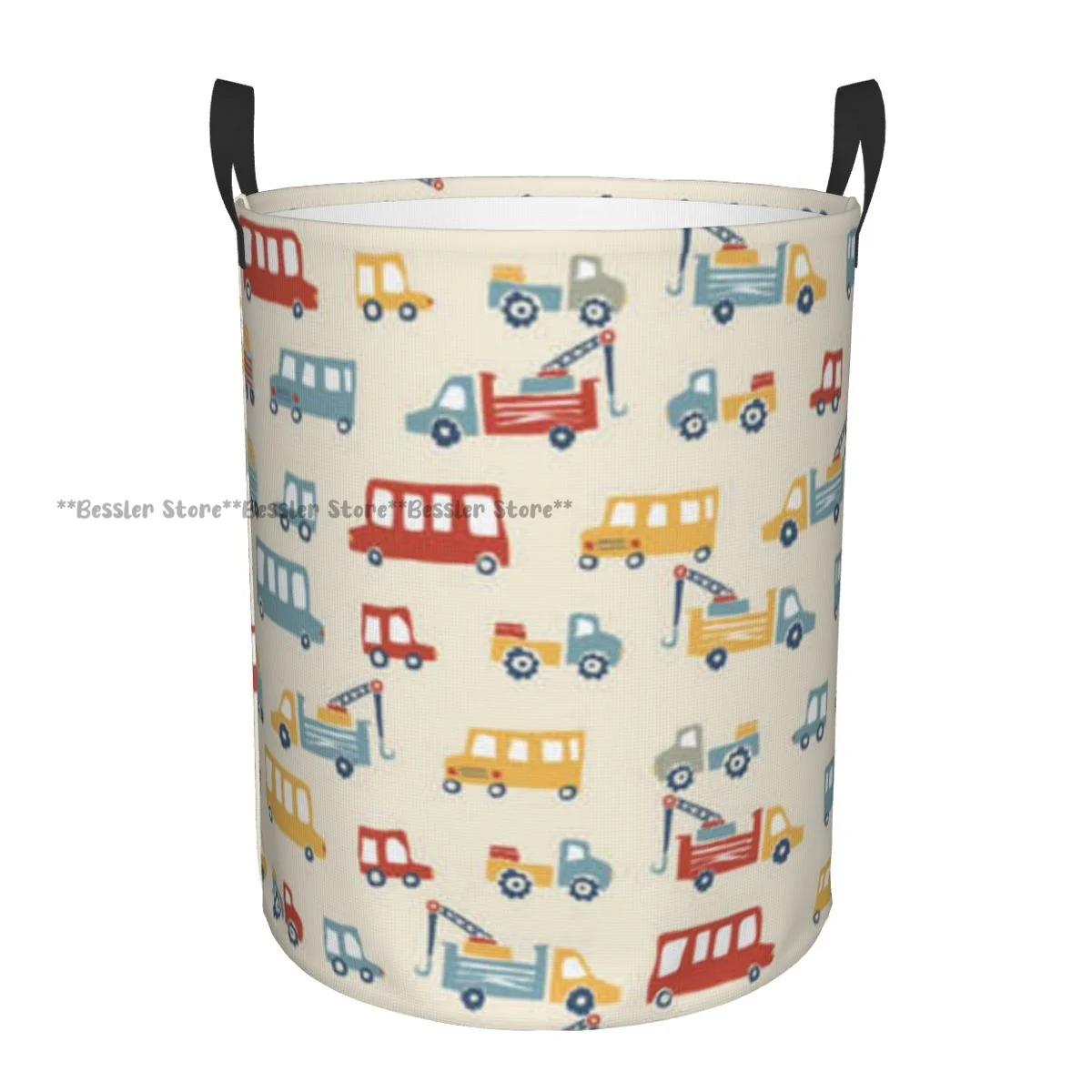 

Foldable Laundry Basket for Dirty Clothes Cars On The Road Cartoon Background Storage Hamper Kids and Baby Home Organizer