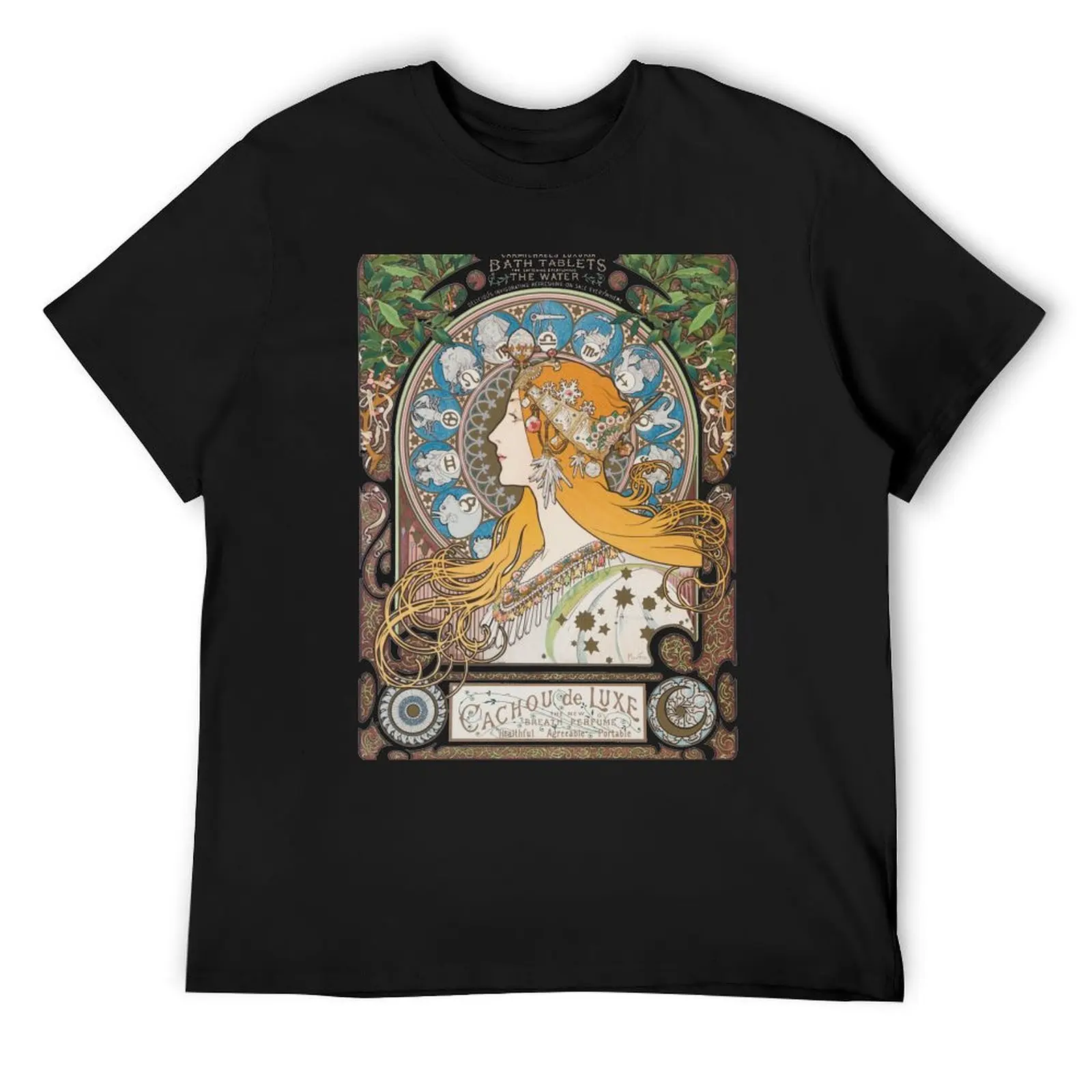 

HD. Zodiac (First version), by Alphonse Mucha (1896) HIGH DEFINITION T-Shirt blanks oversized t shirt men clothing