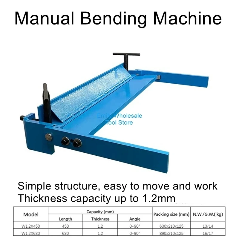 1.2mm bending machine manual metal bending machine 630mm 450mm bending thickness