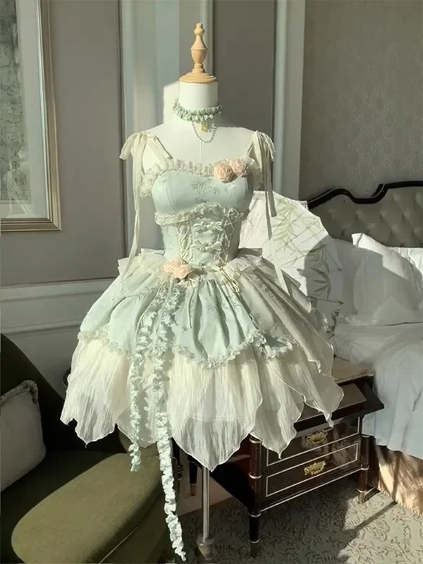 2026 New New Chinese Style Small Fresh Ballet Style Elegant Fairy Lolita Jsk Dress Sweet Cute Lace Princess Dress Girl