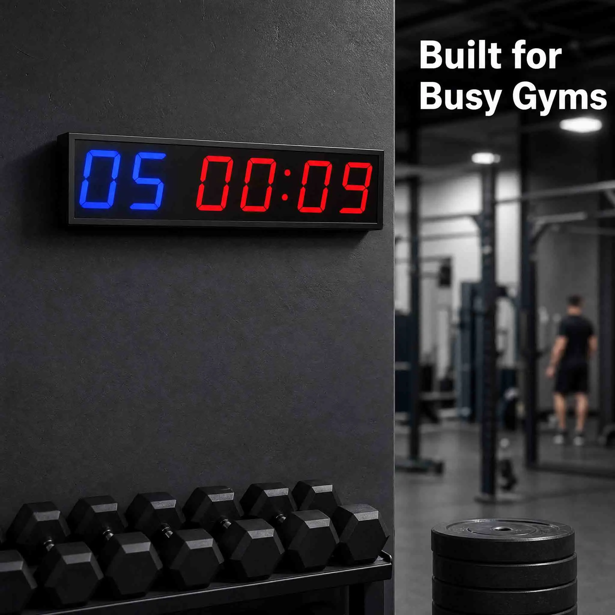 hit productGym Timer LED Display Wall Mounted Interval Timer Clock for Commercial Home Gym Fitness HIIT Workout Training Digital