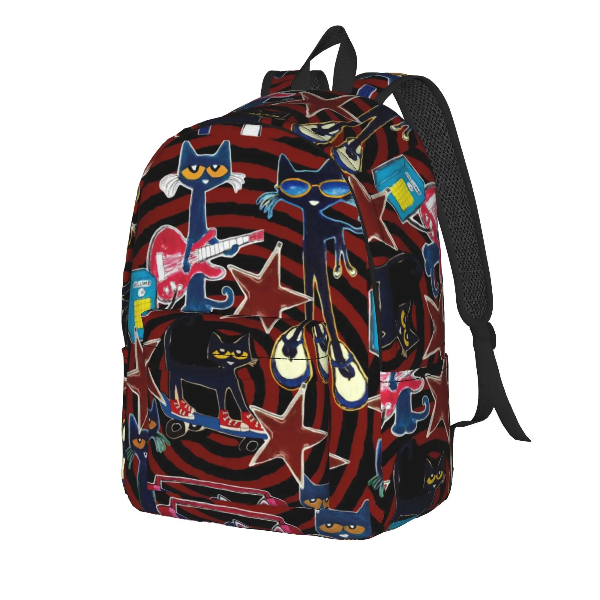 Pete the Cat and His White Shoes Backpack  Unisex Polyester Workout Backpacks Lightweight Stylish High School Bags Rucksack