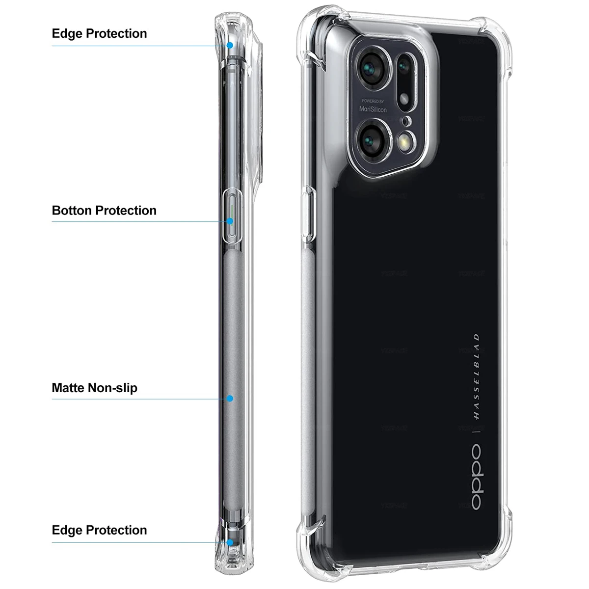 Reinforced Corners Shockproof Silicone Case For OPPO Find X2 X3 X5 X6 X8 Pro Neo Lite X7 Ultra Transparent Soft TPU Phone Cover