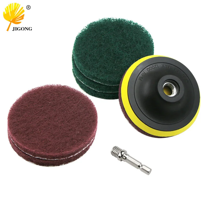 3-inch electric drill self-adhesive disc wheel polishing and grinding sheet thickened round fiber 100MM red and green three scou