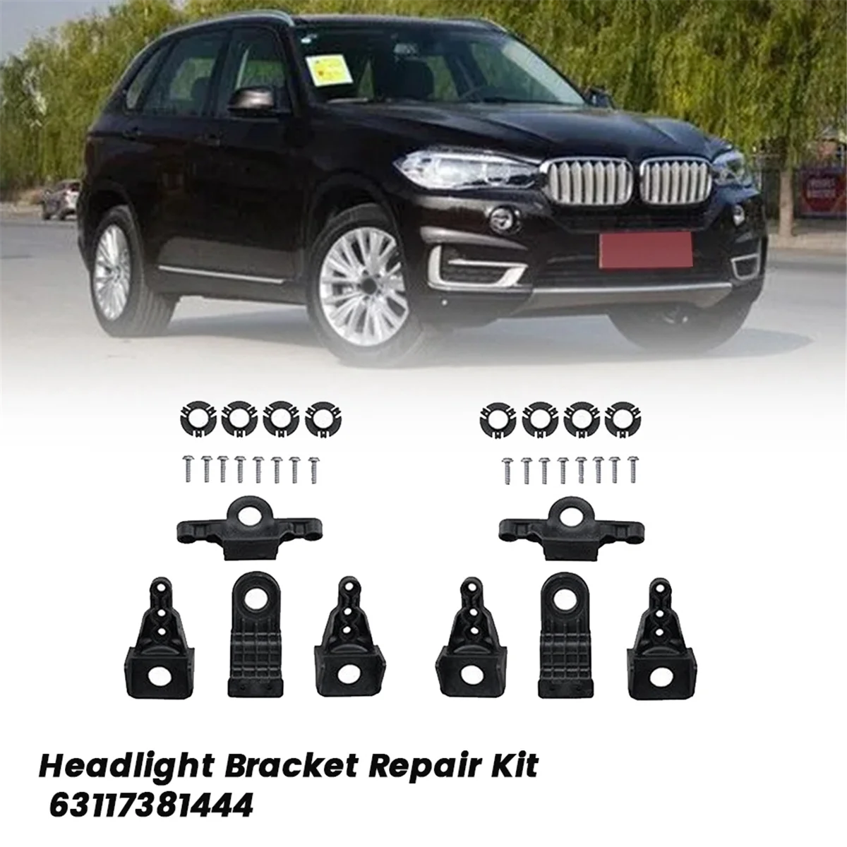 1Pair Headlight Bracket Repair Kit 63117381444 for BMW X5 X6 F15 F16 2014-2018 Head Light Lamp Fixed Holder Screw Mount