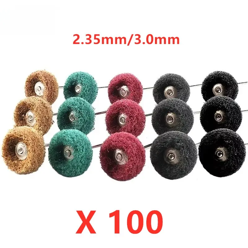 

100pcs Dental Nylon Mini Drill Abrasive Brush 2.35mm 3mm Shank Buffing Polishing Wheel Rust Remover for Dremel Rotary Tool