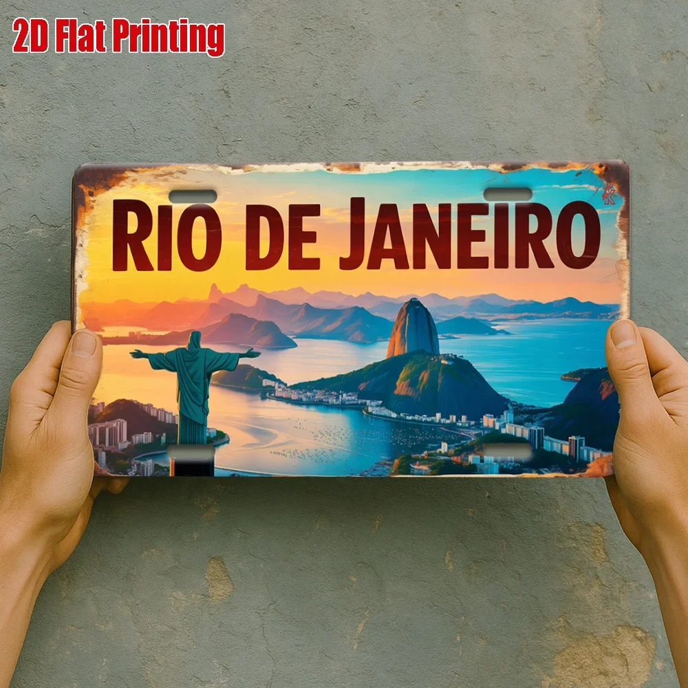 2D Flat - 1pc 2D Flat Posters, 2D Printed, 1 Item, Z Sign Featuring Rio De Janeiro Landmarks, Outdoor Plaque & Wall Decor
