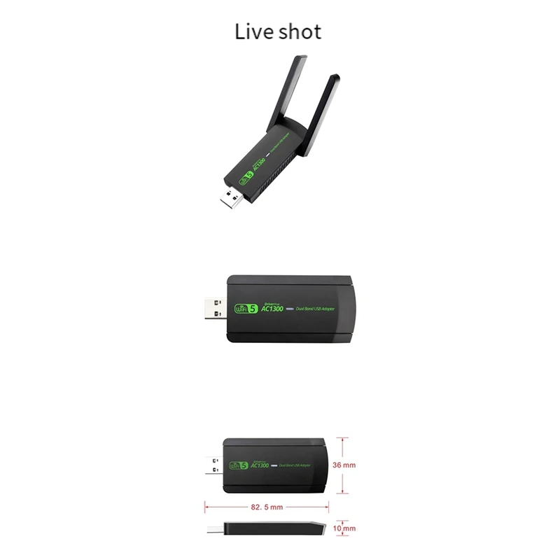 Adaptor Wifi USB 3.0 Mbps nirkabel, adaptor Wifi USB 1300Mbps kartu jaringan Dual Band 2.4G/5Ghz untuk Desktop Laptop PC