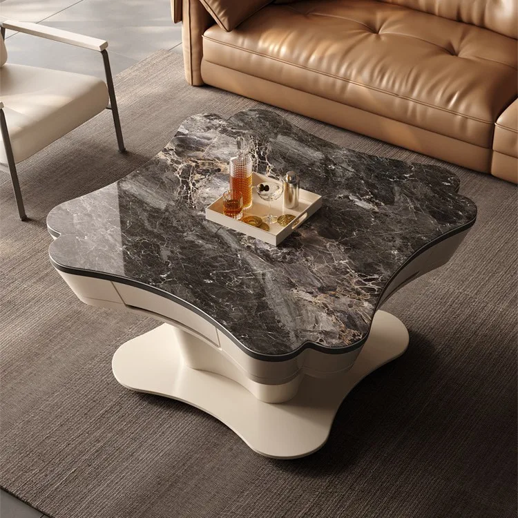 

Rock slab coffee table multi-functional lifting table fully automatic living room household electric mahjong dining tabl