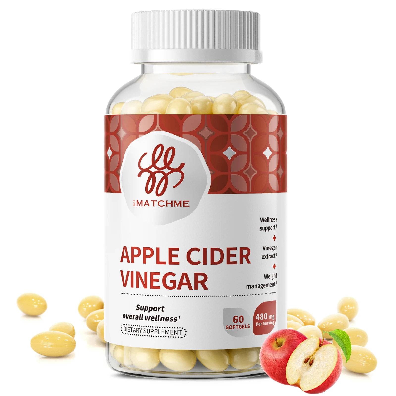 iMATCHME Apple Cider Vinegar Capsuls Support Digestive Health, Detox Cleansing, Relieve Bloating HELPS GET INTO KETOSIS FASTER