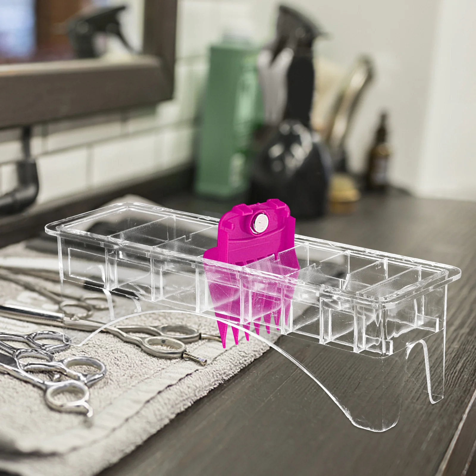 

1Pcs Universal Limit Comb Box Hair Clipper Storage Organizer Practical Plastic Case 10 Slots Electric Clipper Comb Box Hair