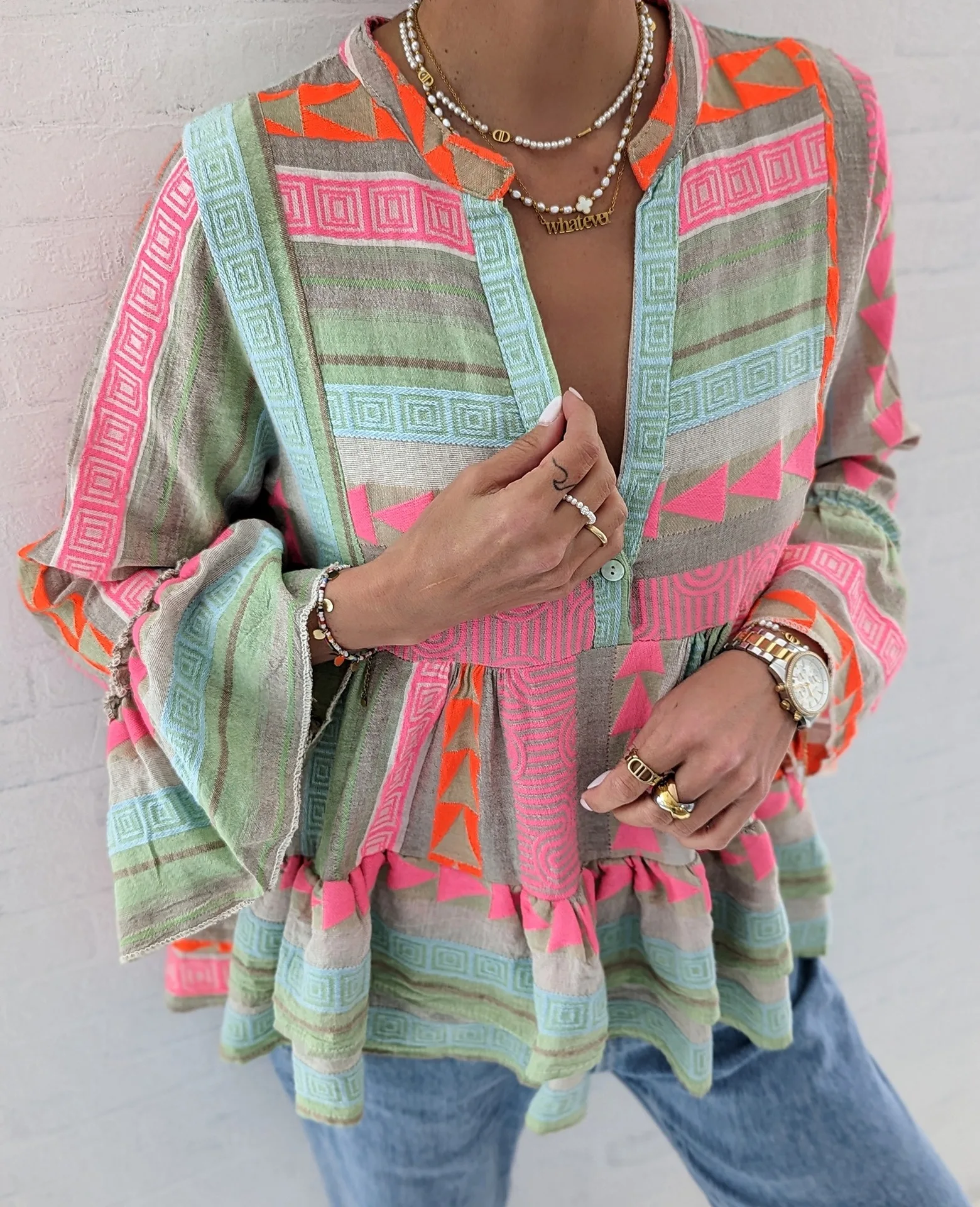 Herbst Slim Fit Long Sve Bedrucktes irt Damen Faion Ele Sle Casual Busin Bürokleidung